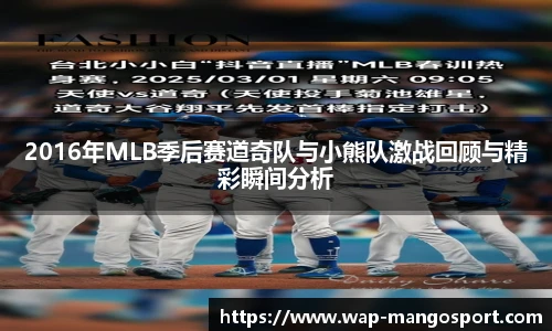 2016年MLB季后赛道奇队与小熊队激战回顾与精彩瞬间分析